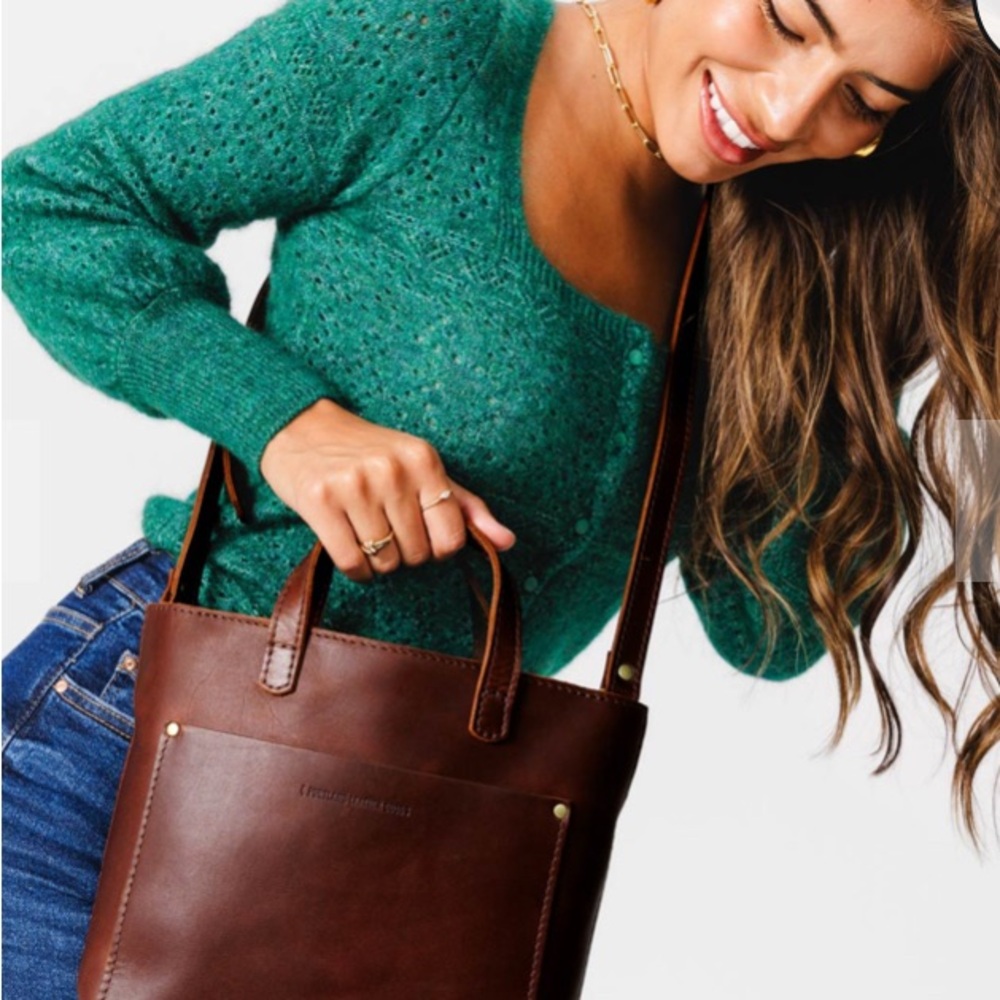 Portland Leather Brown Leather Shoulder Tote